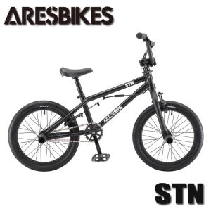 2022年モデル 入学祝い キッズ BMX ARESBIKES アーレスバイク　STN フラットランド  16インチ マッドブラック　黒【完全組立】ストライダー卒業　自転車