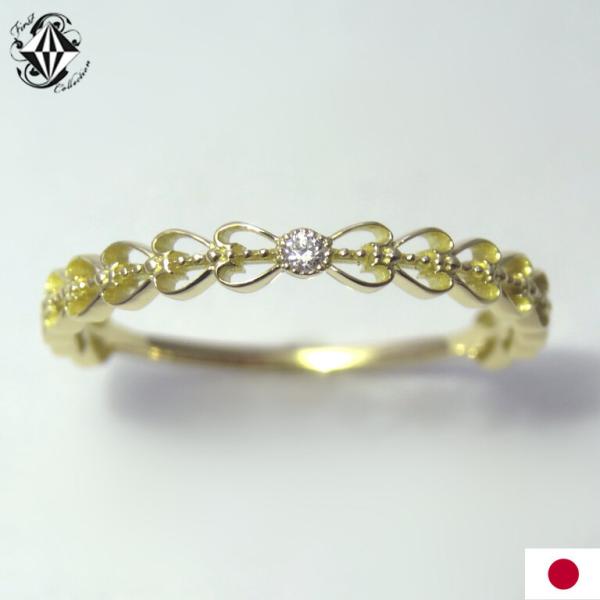 リング レディース 18金 レース デザイン 指輪 K18 ピンク ホワイト ゴールド YG PG ...