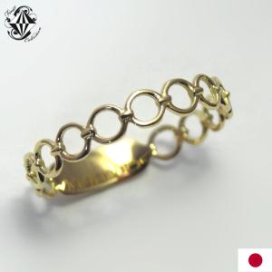 リング レディース 18金 丸 ラウンド チェーン Chain デザイン 指輪 K18 ピンク ホワイト ゴールド YG PG WG｜firstcollection