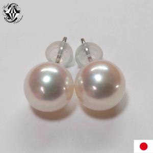 アコヤ真珠 和珠 本真珠 パール ピアス K14WG 9.5mm ホワイトゴールド 現品限り｜firstcollection