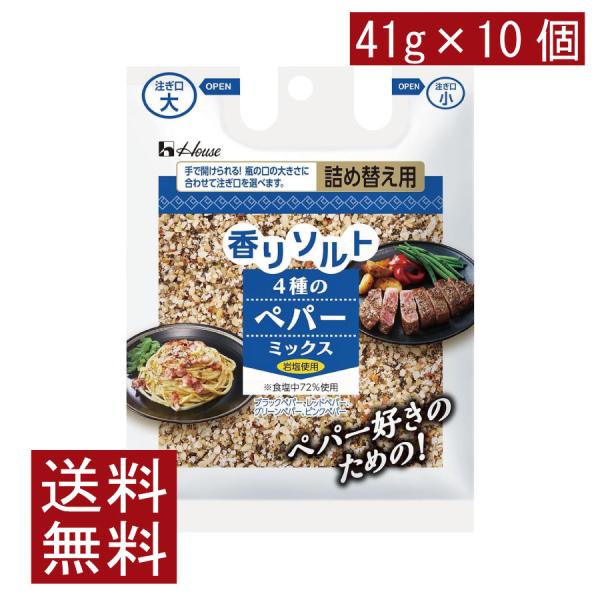 送料無料 ハウス 香りソルト 4種のペパーミックス 袋入り 41g ×10袋