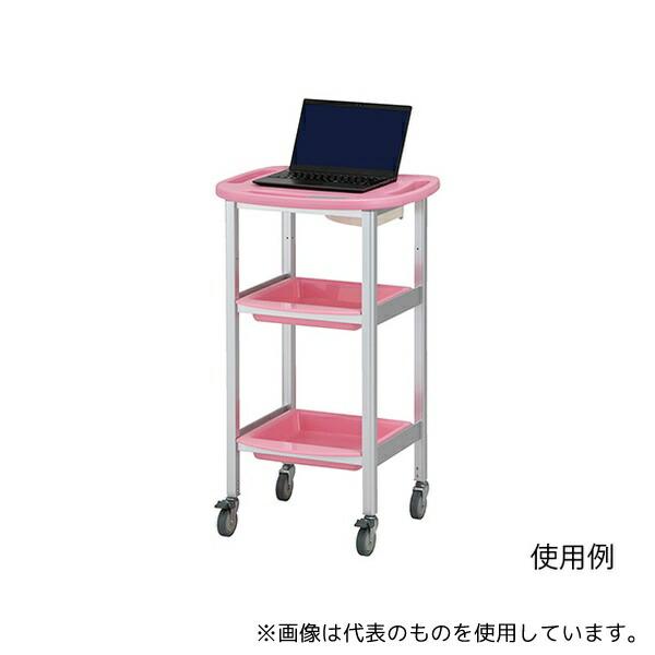 アズワン パソコン処置カート 固定式 ピンク AO-KT-P PCカート 台車 耐薬品性 病院内の移...
