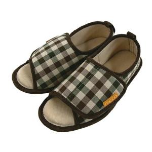 アズワン ルームシューズハグ) 25〜26 チェック／グリーン 310074 1足