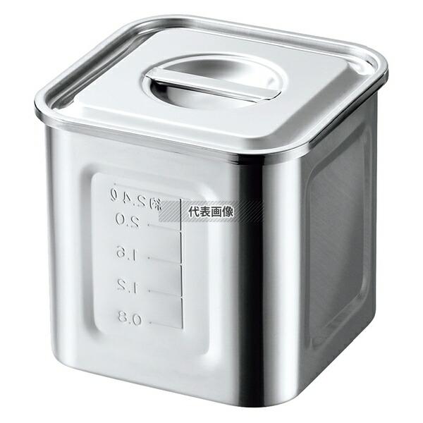 AG 18-8(ステンレス) 目盛付 角型キッチンポット 13.5cm 手無 約2.3L 外寸:14...