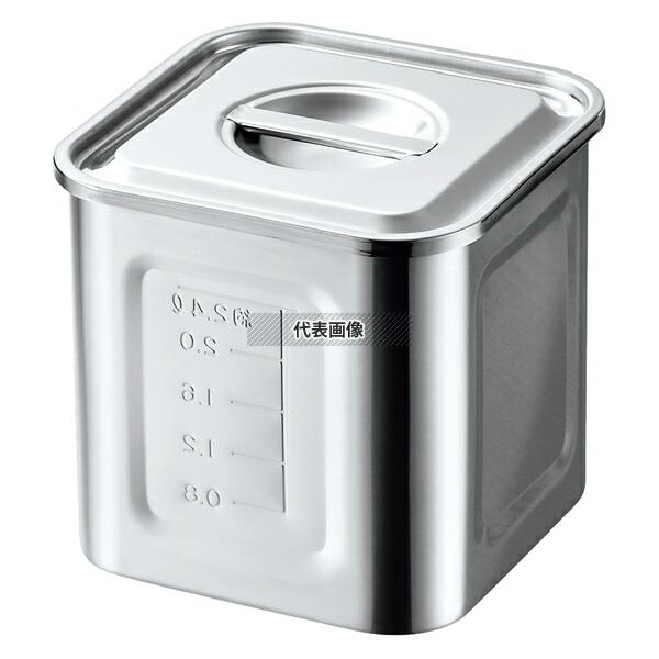 AG 18-8(ステンレス) 目盛付 角型キッチンポット 16.5cm 手無 約4.2L 外寸:17...