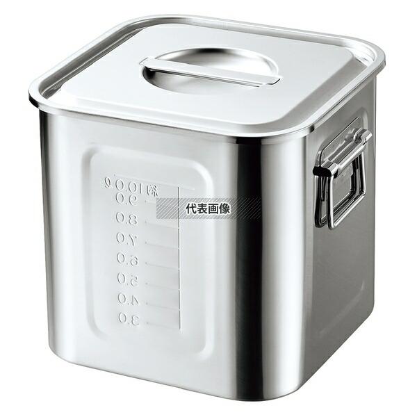 AG 18-8(ステンレス) 目盛付 角型キッチンポット 30cm 手付 約25L 外寸:310×3...