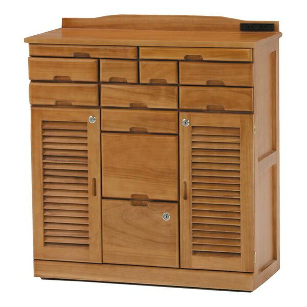 ファミリー・ライフ ファミリー・ライフ 天然木鍵付き引き出しいっぱいFAX台 コンセント付き 76c...