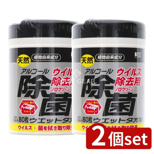 【2個セット】コーヨー化成 ウイルス除去用アルコール除菌ボトル [単品内容量/80枚]
