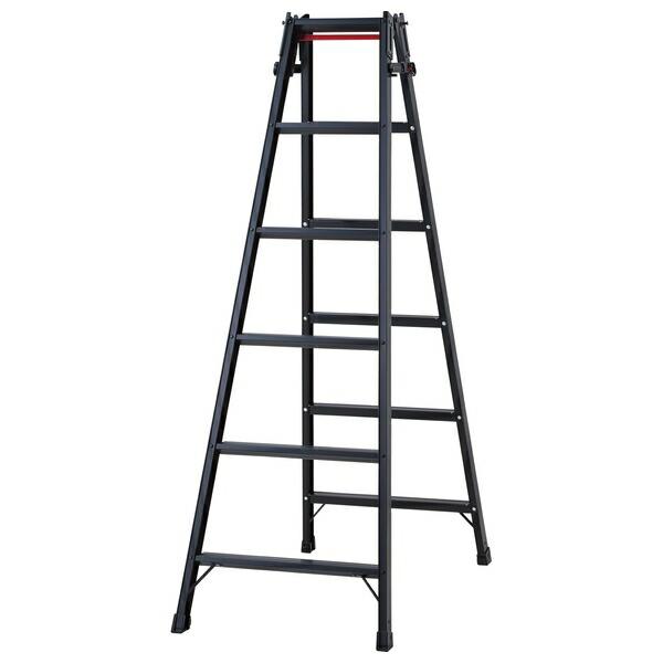 長谷川工業 ブラック はしご兼用脚立  (10919) アルミ製 ワンタッチバー 6尺 RHB-18...