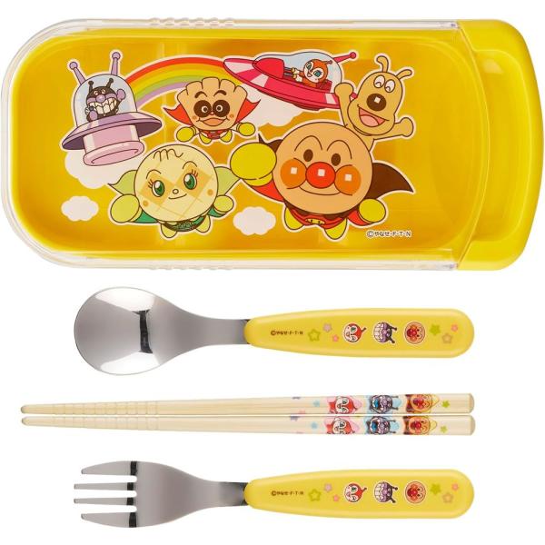 レック AN抗菌スライド3点セット(Y)A00245 | アンパンマン スプーン フォーク お箸 キ...