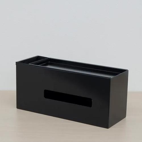 COLLEND ティッシュケース（ポケット＆トレイ付）ブラック TC-BK