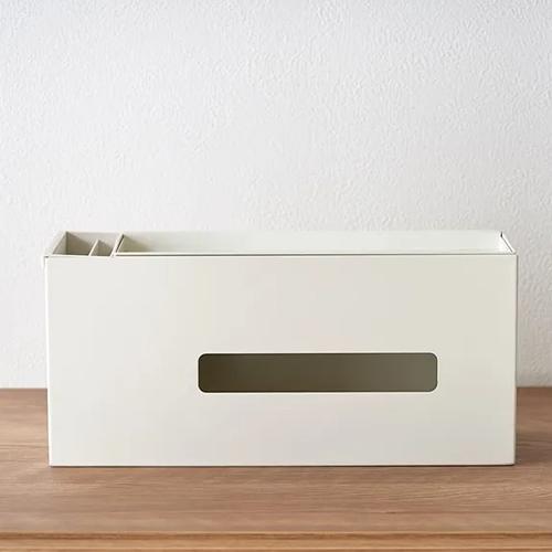 COLLEND ティッシュケース（ポケット＆トレイ付）ホワイト TC-WH