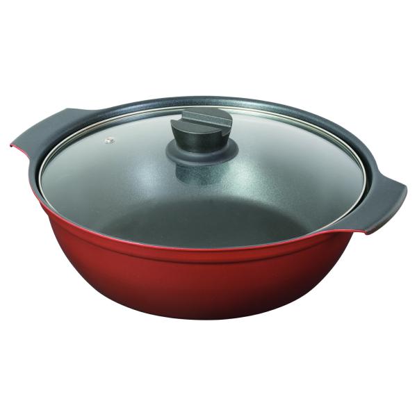 パール金属 HB-6966 旨味 ふっ素加工IH対応ガラス蓋付卓上鍋28cm【在庫有り】