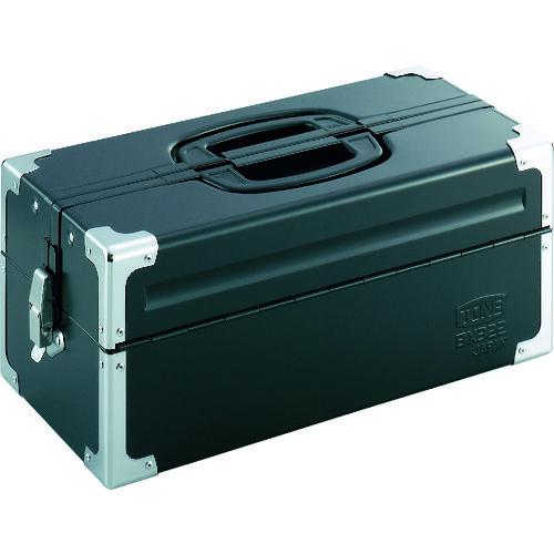 ■TONE スチール製工具箱 ツールケース(メタル) V形2段式 マットブラック 外形寸法195mm...