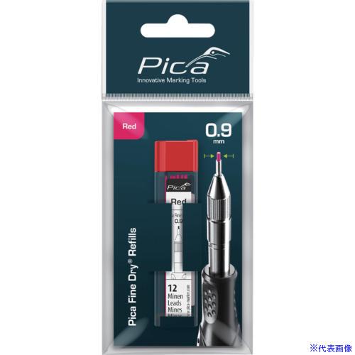 ■ピカマーカー 建築用シャープペンシルFine Dry 用丸芯0.9mm 12本入り 赤 ブリスター...