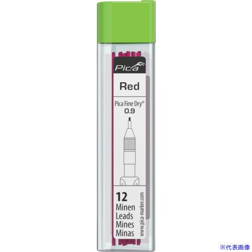 ■ピカマーカー 建築用シャープペンシルFine Dry 用丸芯0.9mm 12本入り 赤 7031(...
