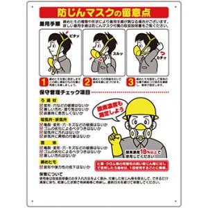 つくし工房 安全標識 27-B 『防じんマスクの留意点』 服装・保護具着用標識 600×450mm ...