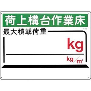 つくし工房 安全標識 33-D 『荷上構台作業床/最大積載荷重＿kg』 足場の積載荷重標識 450×...