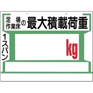 つくし工房 安全標識 34-D 『足場作業床の最大積載荷重/1スパン＿kg』 足場の積載荷重標識 両...