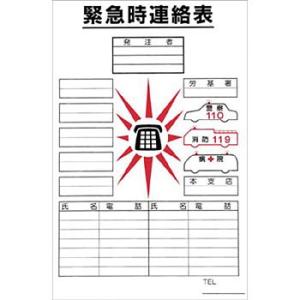 つくし工房 安全標識 52-A 『緊急時連絡表』 事務所内掲示ポスター 840×555mm PETフ...