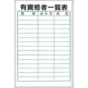 つくし工房 安全標識 89-A 『有資格者一覧表』 資格・選任者一覧表 ボードマーカー付 900×6...