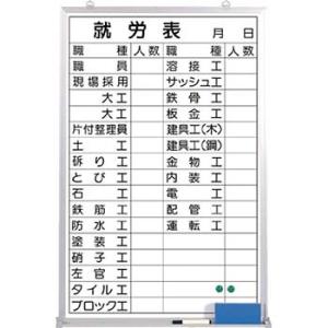 つくし工房 安全標識 144-H 『就労表』 就労表ホワイトボード 900×600mm ホーロー