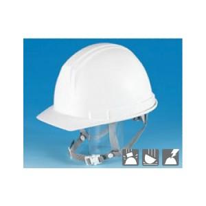 つくし工房 安全標識 3103-A 保護帽(ヘルメット) 前ひさし型 カラー：白 みぞ付 ABS製[...