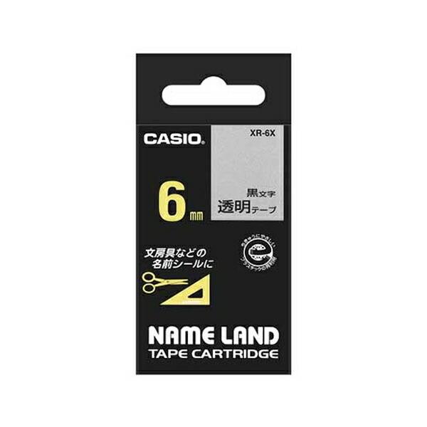 カシオ(CASIO）  ネ-ムランドテープ6MM 透明 XR-6X