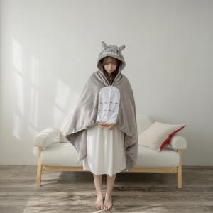 ポンチョパーカー 猫 熊 マント ブランケット 着る毛布