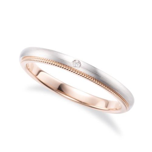 ピンクゴールド　プラチナ　ダイヤモンド　K18PG/Pt950　コンビミルラインリング