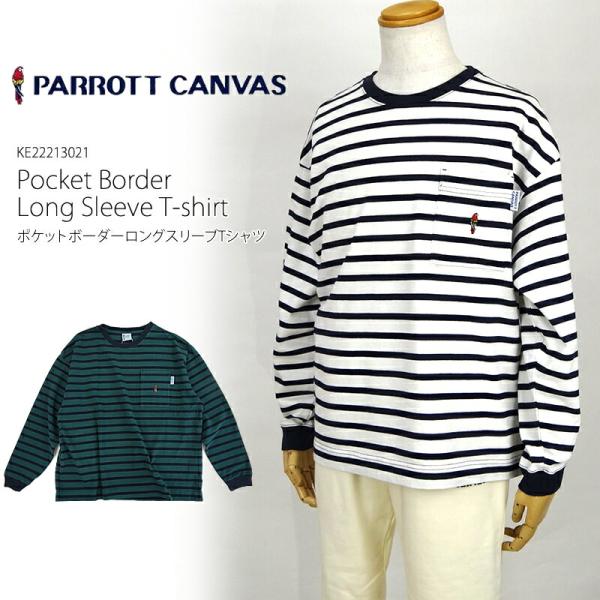 PARROT CANVAS パロットキャンバス  PC22213021 ポケットボーダー ロングスリ...