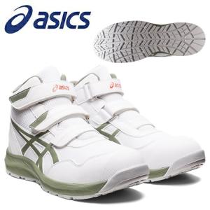 アシックス(asics) 安全靴 ウィンジョブ CP216 1273A076.100 カラー：ホワイト×ライケングリーン 作業靴・ハイカット・3E相当【在庫有り】