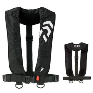 ダイワ インフレータブルライフジャケット(肩掛けタイプ自動・手動膨脹式) DF-2608 ブラック ...