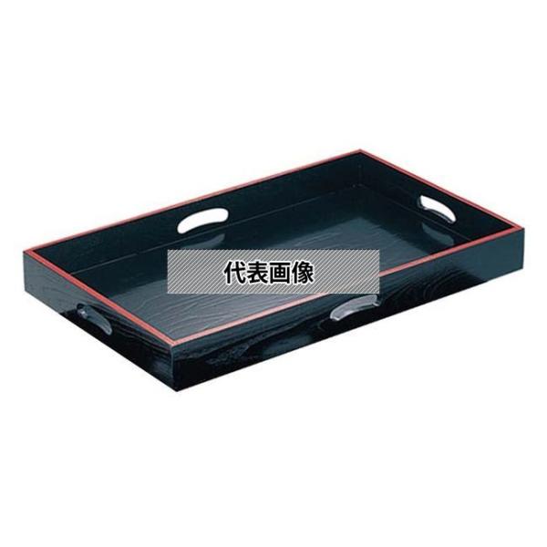 EBM(江部松)  木製 四方手カケ付 脇取盆 黒天朱 11-312-15 630×400×H70m...