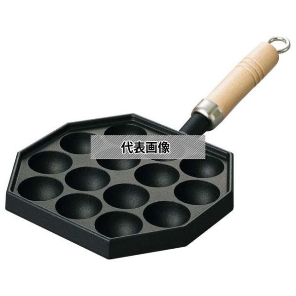 岩鋳 南部 電磁対応 木柄 たこ焼器 14穴 90033 全長355×190×H75  お好み焼/た...