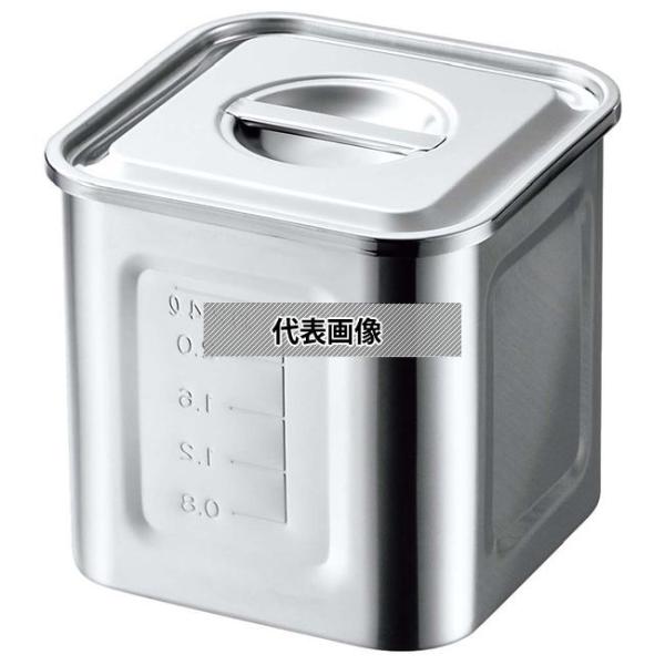 AG 18-8(ステンレス) 目盛付 角型キッチンポット 12cm 手無 約1.6L 外寸:126×...