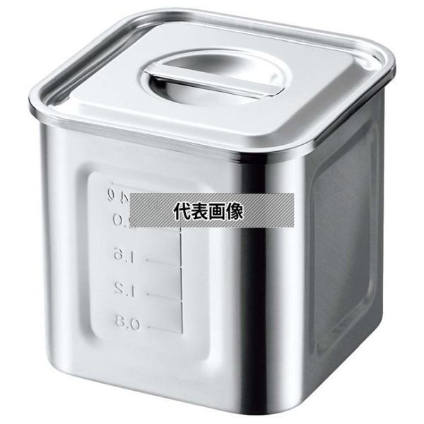 AG 18-8(ステンレス) 目盛付 角型キッチンポット 16.5cm 手無 約4.2L 外寸:17...