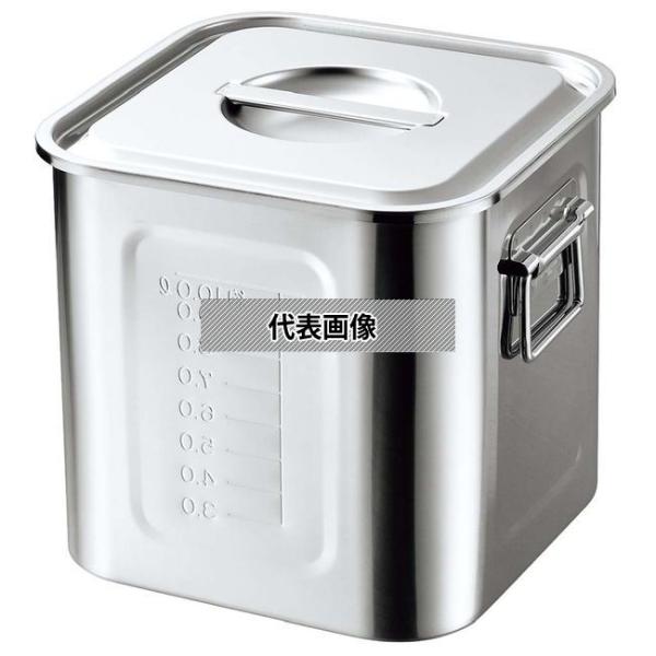 AG 18-8(ステンレス) 目盛付 角型キッチンポット 19cm 手付 約6.4L 外寸:198×...