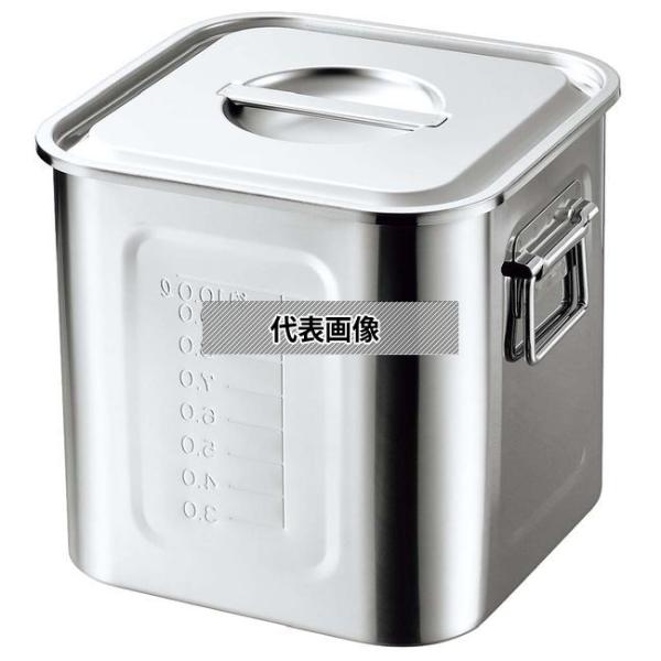 AG 18-8(ステンレス) 目盛付 角型キッチンポット 24cm 手付 約12.6L 外寸:249...