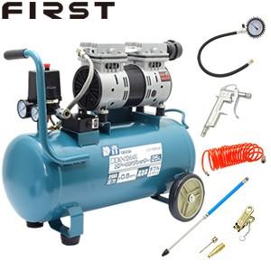 FIRST オイルレス エアーコンプレッサー ACP-25SLVA 静音 25L ツールセット付【在...