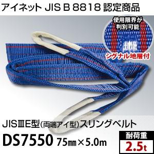 アイネット DS7550 両端アイ型スリングベルト 75mm×5.0m (JIS-3E型) 耐荷重：...