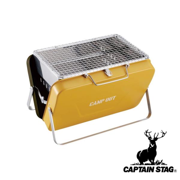キャプテンスタッグ(CAPTAIN STAG) キャンプアウト V型ファイアグリル(オールドイエロー...