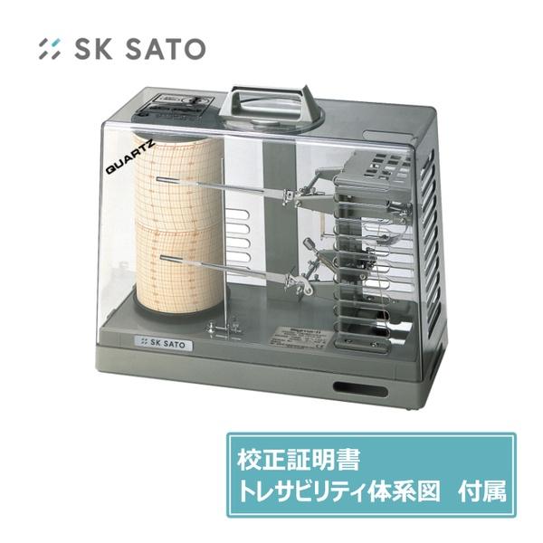 佐藤計量器 温湿度記録計 メーカー実施校正証明書、トレサビリティ体系図付き  7210-00-MK