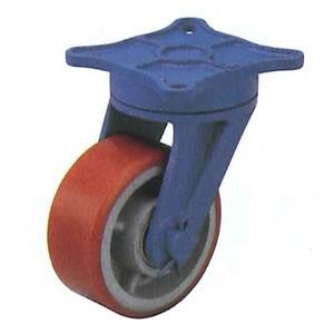 末廣車輌(スエヒロ) SMCBO型 ダクタイル金具付 ウレタン車輪キャスター 自由車ベアリング付 車...