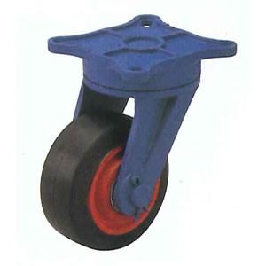 末廣車輌(スエヒロ) LBLR型 ダクタイル金具付 ゴム車輪キャスター 自由車ベアリング付 車輪15...