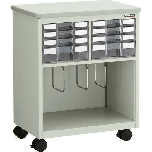 ■TRUSCO デスクサイドワゴン 天板・引出し(2列 浅型6個 深型2個)・ディバイダー付き DS...