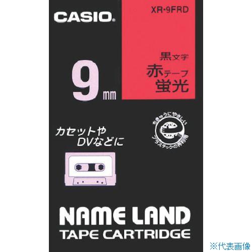 ■カシオ ネームランド用蛍光赤色テープに黒文字9mm XR9FRD(8036784)