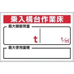 つくし工房 安全標識 33-F 『乗入構台作業床/最大積載荷重＿t/最大使用重機』 足場の積載荷重標...