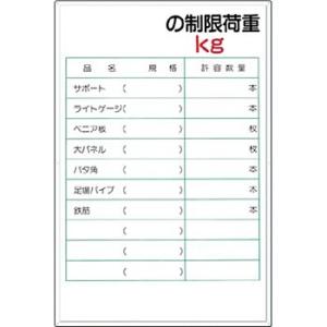 つくし工房 安全標識 36 『(空白)の制限荷重＿kg』 揚重機の荷重表示標識 900×600mm カラー鋼板｜firstnet