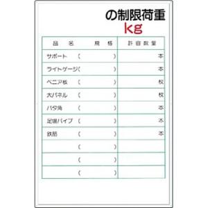 つくし工房 安全標識 36 『(空白)の制限荷重＿kg』 揚重機の荷重表示標識 900×600mm ...